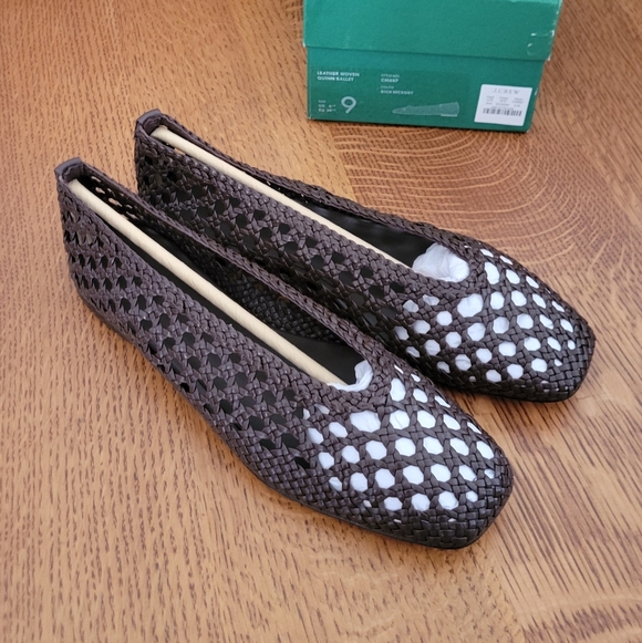 J. Crew Leather Woven Quinn Ballet Flat - Rich Hickory - Picture 5 of 11